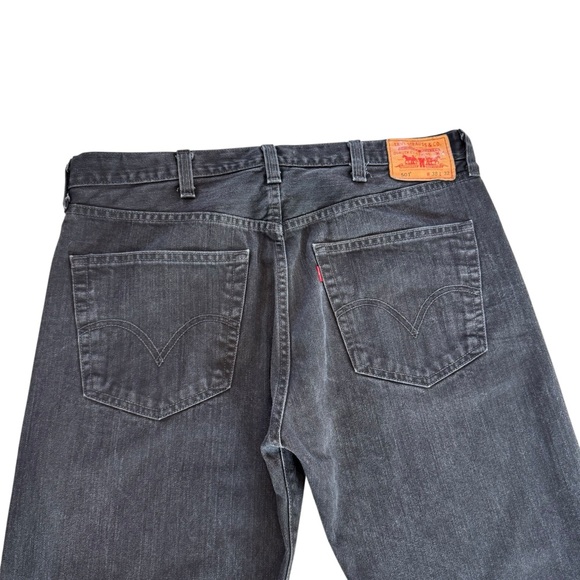 Levi 501 Black Jeans Men’s 38 x 32 Straight Button Fly 100% Cotton Leather Patch - Picture 5 of 11